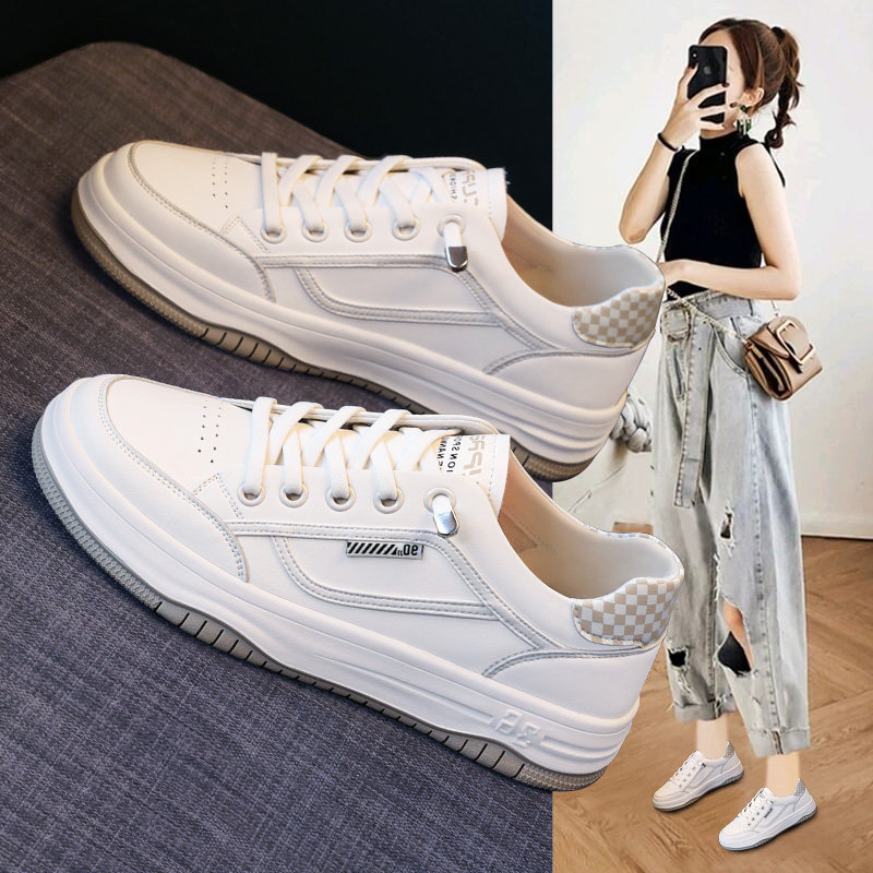 真皮小白鞋子女鞋春季2023新款百搭休闲舒适运动平底板鞋女款春秋,女鞋,深口单鞋,淘宝优惠券,粉丝福利购,淘宝优惠卷
