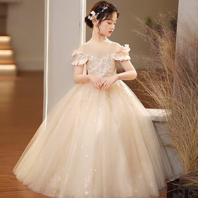 公主裙女a童蓬蓬纱公主风儿童礼服婚纱裙洋派花童小女孩钢琴演出