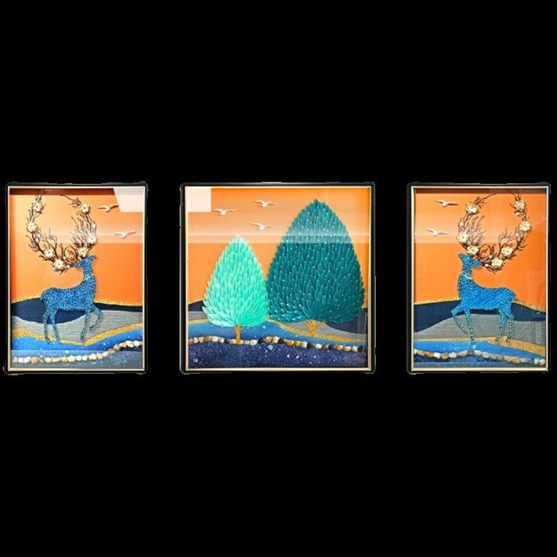 客厅沙发背景墙装饰画高档大气3d立体墙挂画三联画现代简约轻奢感