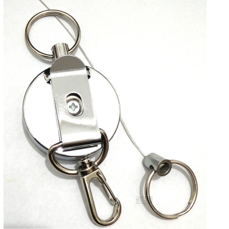 Metal Retractable Pull Key Ring ID Badge Holder Name Tag Car