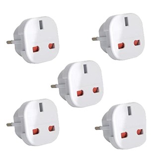 Travel Adapter UK to EU Adapter White Plug 2 Pin Pack of 5 (