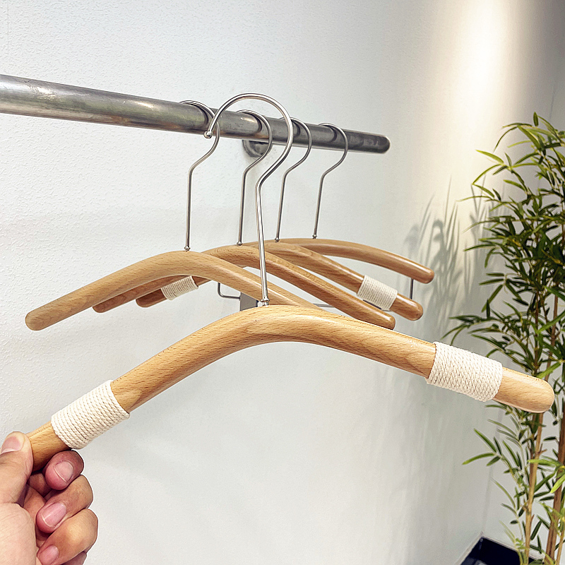 服装店专用衣架榉木儿童童装小大童圆杆棒裤架实木衣裤撑定制logo
