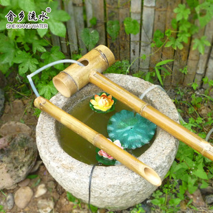 饰竹竹子 流造景装 石槽鱼缸竹子流水庭院摆件xyt 水景石 园林钵
