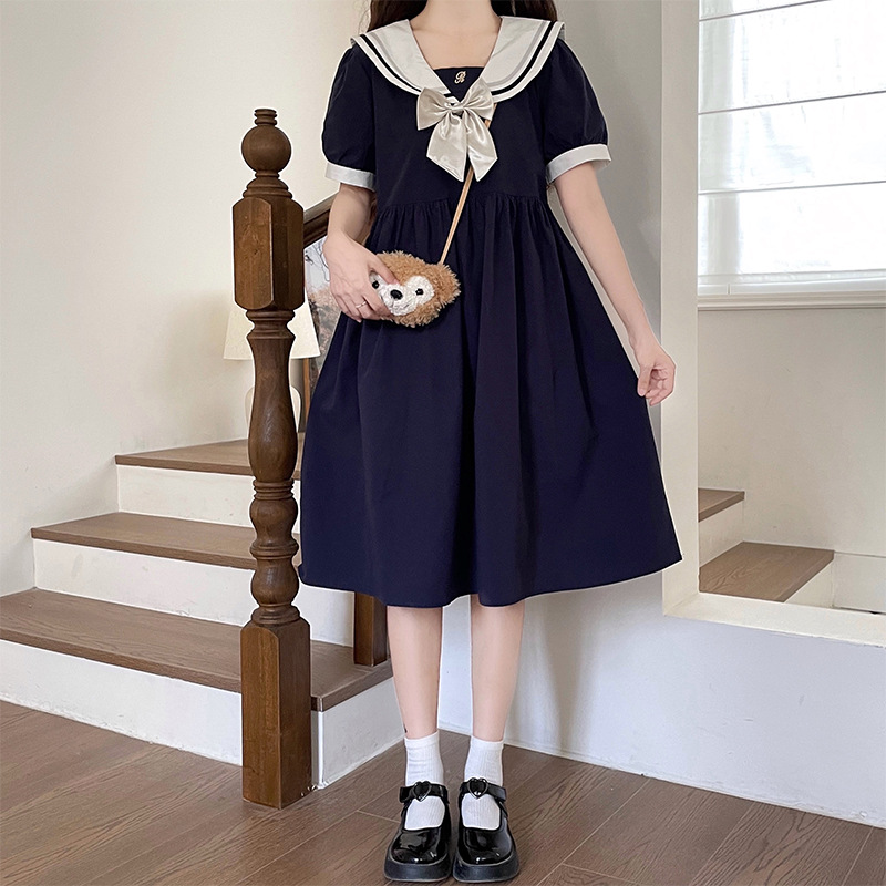 胖女孩裙子加g肥加大码纯棉初中学生夏装女大童偏胖女童连衣裙显