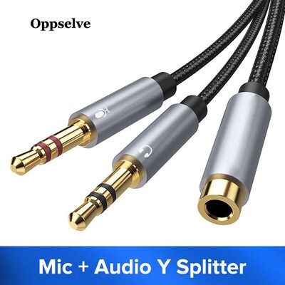 Oppselve 3.5mm Jack Microphone Headset Audio Splitter Cable