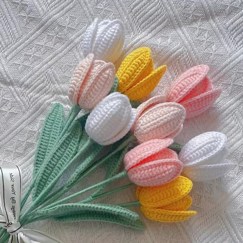瀑布新娘手捧花针织花束材料包diy编织结T婚礼物送女朋友