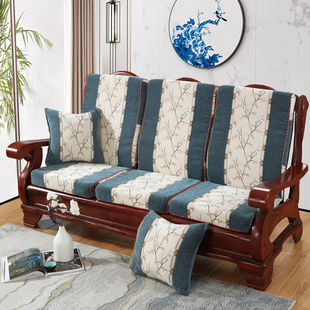 实木沙发垫带靠背加厚海绵垫中式红木质沙发坐垫老式春秋椅垫防滑