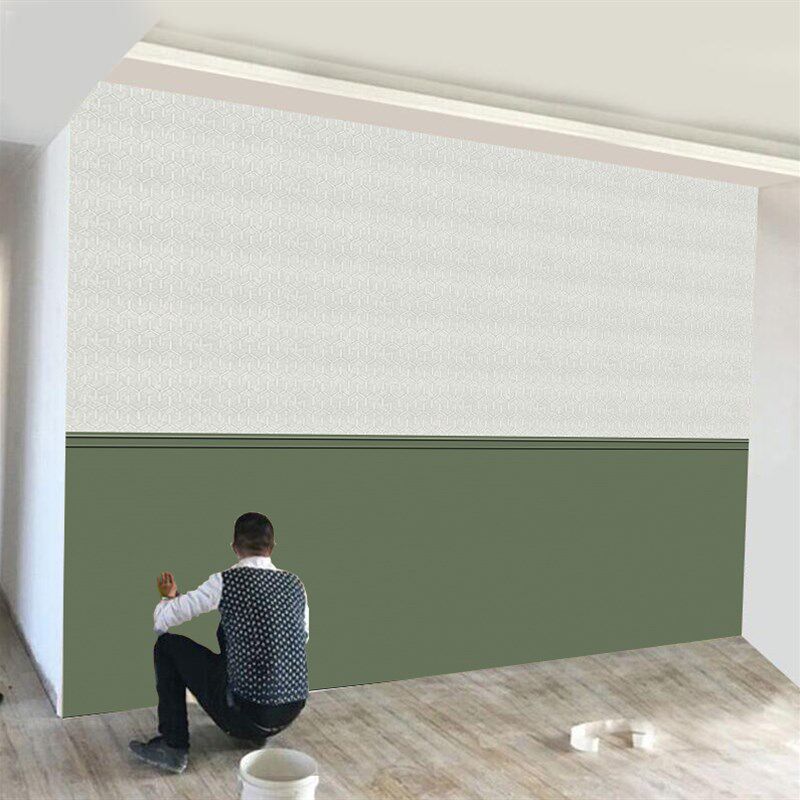 线条简约图案素雅壁纸客厅卧室装饰壁画墙m布仿石膏线墙裙轻奢墙