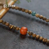 莺歌绿奇楠沉香串珠双圈手串新中式 橘皮老蜜单珠小众文玩盘玩手链