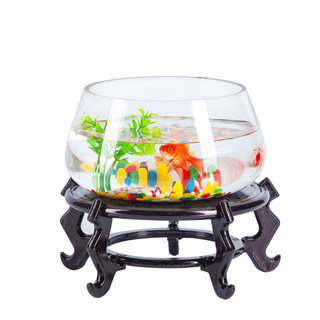 推荐桌面创意玻璃鱼缸小型客厅圆形水培加厚迷你金鱼家用龟缸大号