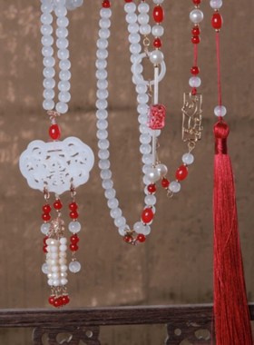 民族风长款中式璎珞项链加u背云流苏国风配马面裙古风汉服配饰项