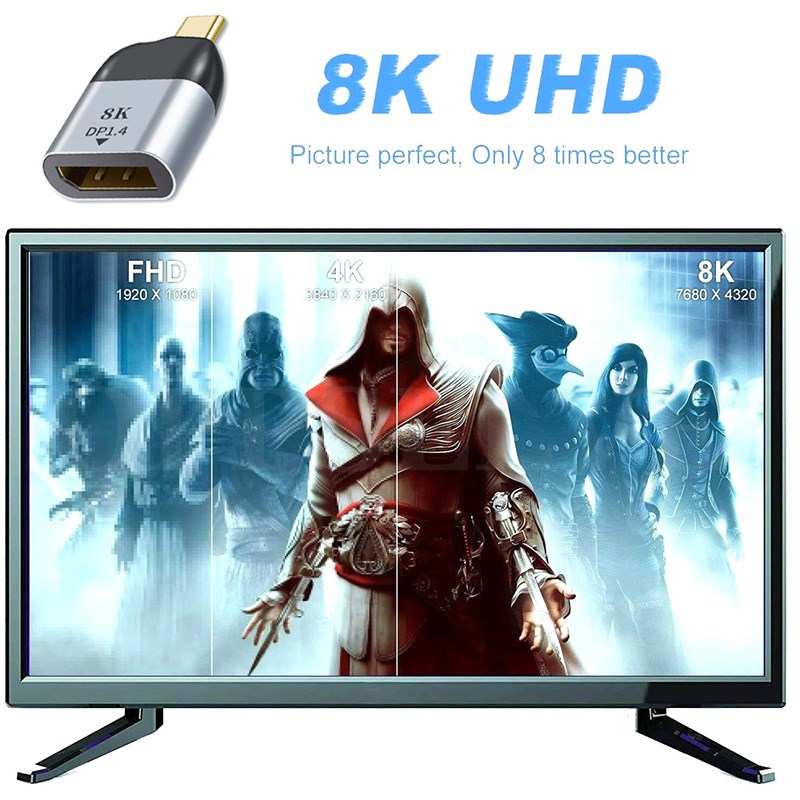 OSEVPORF Type C To HDMI/VGA/RJ45/8K DP/Mini DP HD Video Con