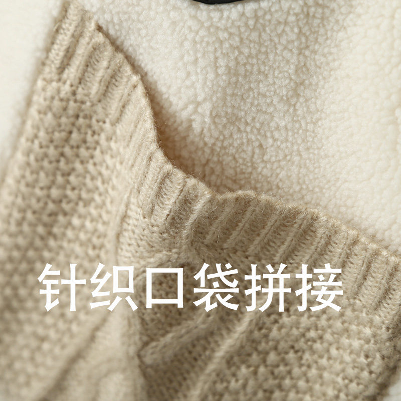 冬季孕妇棉衣颗i粒绒翻领长袖拼接大码韩版时尚外套保暖棉袄孕妇