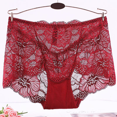 Women's eunderpants lacy hollow out ultra thin gauze ice sil