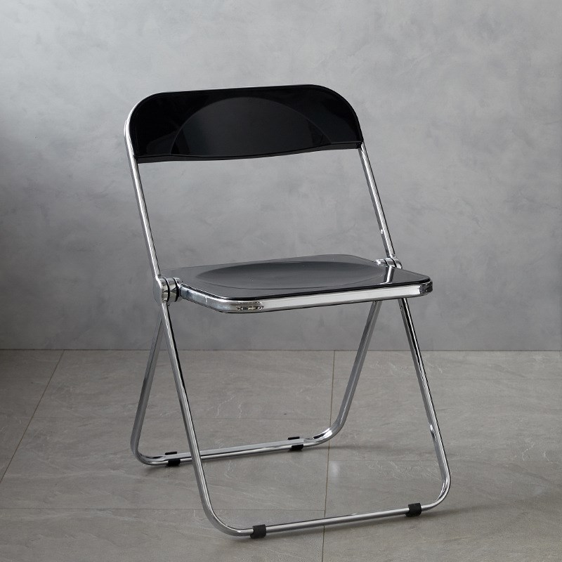 北欧insd透明靠背折叠椅现代家用亚克力餐椅网红风奶茶店洽谈椅子