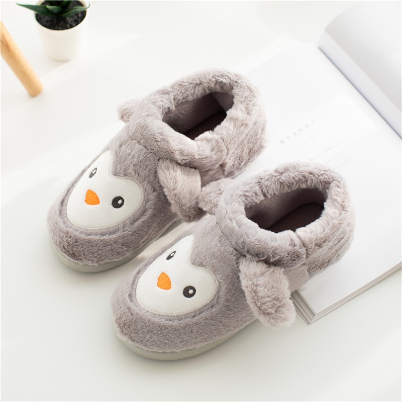 冬季棉拖鞋女卡通l厚底包跟可爱毛绒保暖月子鞋室内防滑居家用拖