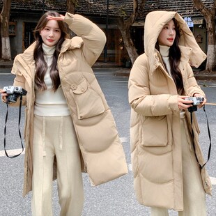 孕妇冬装棉服外套2024新款时尚中长款羽绒棉衣大码宽松孕晚期棉袄