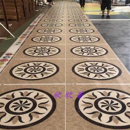 电梯轿厢地板PVC电梯地毯地垫地胶定制LOGO图案耐磨仿大理石防水