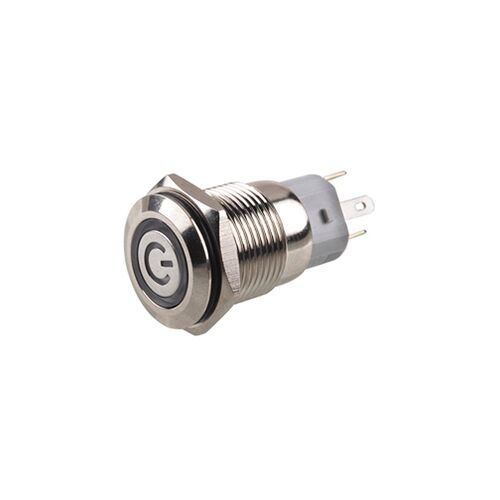 16mm带环形f灯电源符号自锁自复位金属按钮不锈钢开关6V12v24v220