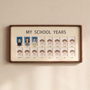 儿童成长记录相框校园毕业纪念册宝宝周岁一二寸证件照片实木摆台