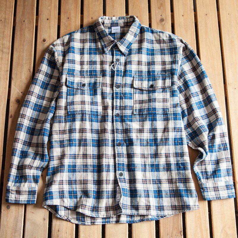 美式复古格子衬衫外套男式春秋新款磨毛内搭衬衣宽松休闲长袖上衣