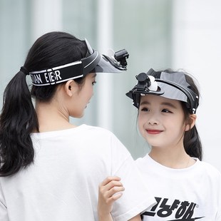 风扇帽子大人时尚靓丽空顶遮阳帽充电带电风扇帽亲子太阳帽可调节