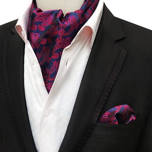 pocket Necktie Set 极速Luxury Ascot Handkerchief Silk Men