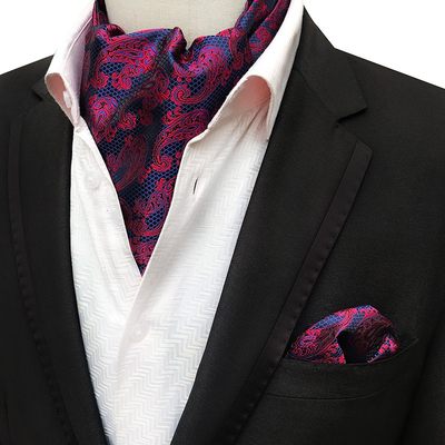 极速Luxury Men Ascot Set Silk Necktie Handkerchief pocket sq