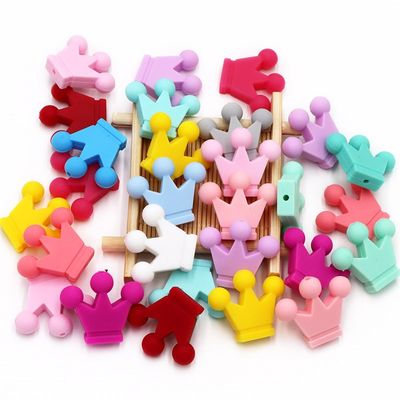 推荐Joepada 10Pcs/lot Silicone Crown Beads Baby Teether Chew