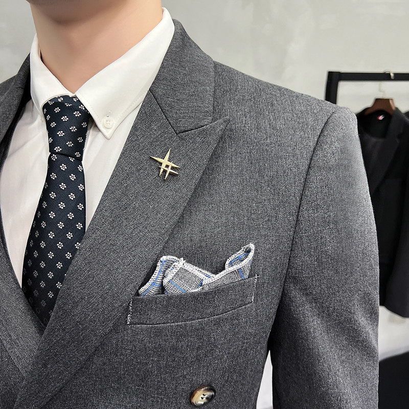 西装男婚礼新郎伴郎套装主持人商务休闲正装双排扣西服三件套高端,男装,商务正装西服,淘宝优惠券,粉丝福利购,淘宝优惠卷