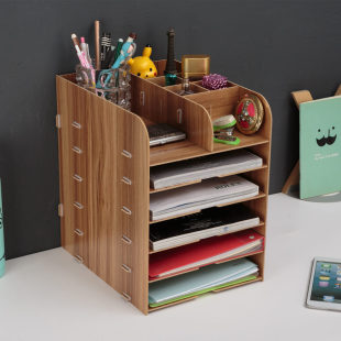 扇形资料架 A4文件架木质多层办公桌面收纳档案分类架资料架书架