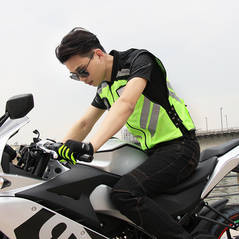 摩托车安全夜行服骑行装备反光背心马甲越野赛车服透气反光服男女