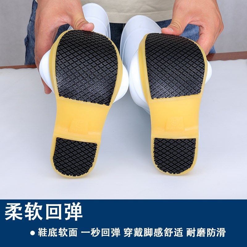 防滑橡胶白色食品雨鞋卫生雨靴中高筒防滑水鞋男女水靴耐酸碱耐油