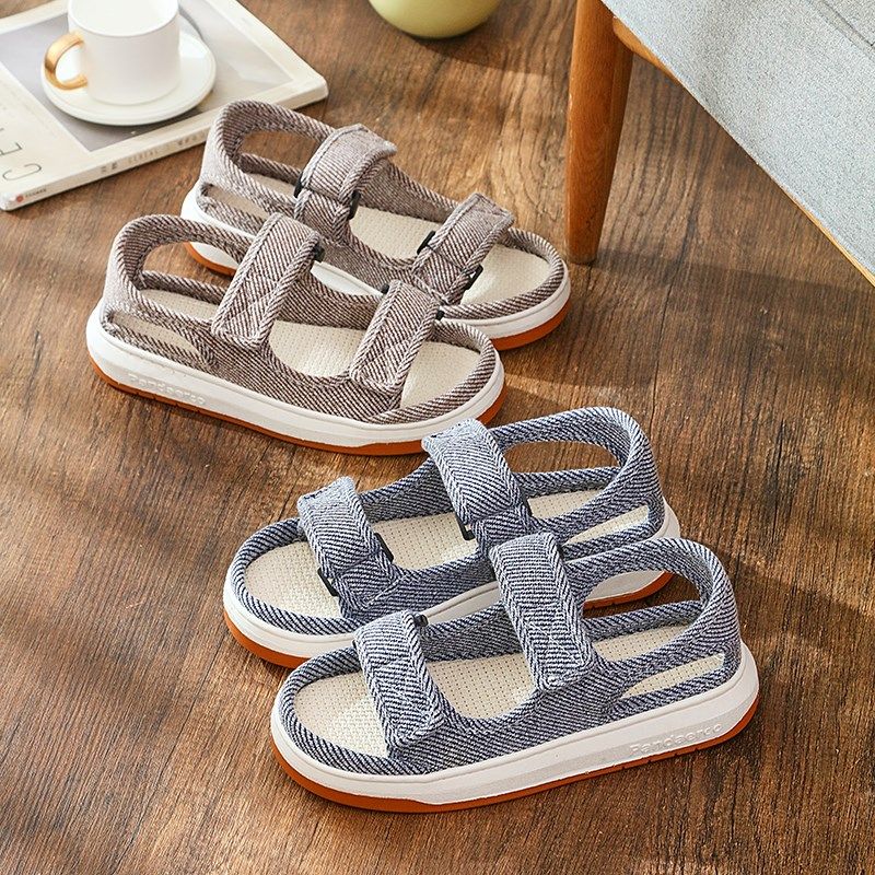 中老年调节亚麻凉拖鞋防滑外穿透气居家鞋厚底吸汗春秋散步男女鞋,居家布艺,居家亚麻拖鞋,淘宝优惠券,粉丝福利购,淘宝优惠卷