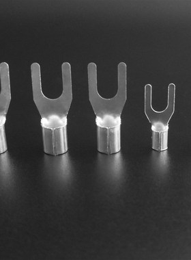 UT1.5-6冷压接线端子U型Y线鼻子裸铜端头O叉型镀银快速连接器线耳