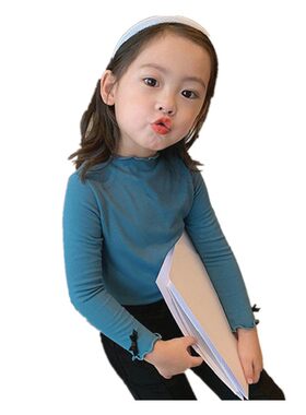 女童打底衫t恤加绒2021秋衣儿童半高领春秋薄款长袖纯棉宝宝上衣