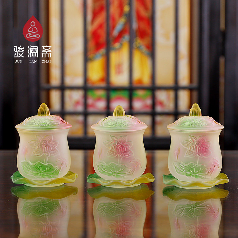 琉璃佛具供品家全用具供佛大用花瓶佛前供水杯香薰炉供果盘供奉