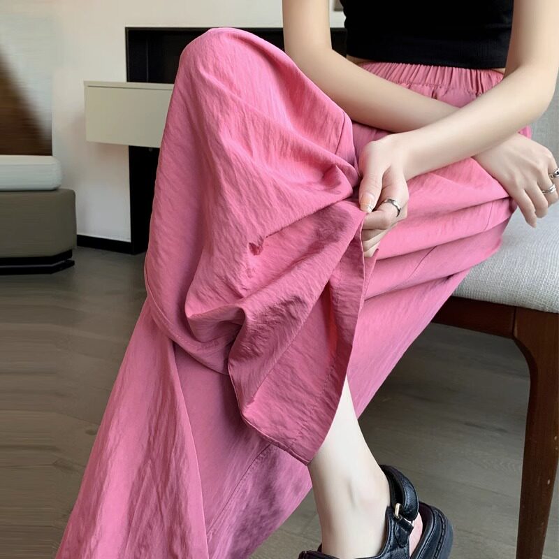 阔腿裤女夏季薄款2024新款高腰显瘦直筒宽松垂感棉麻拖地休闲裤子