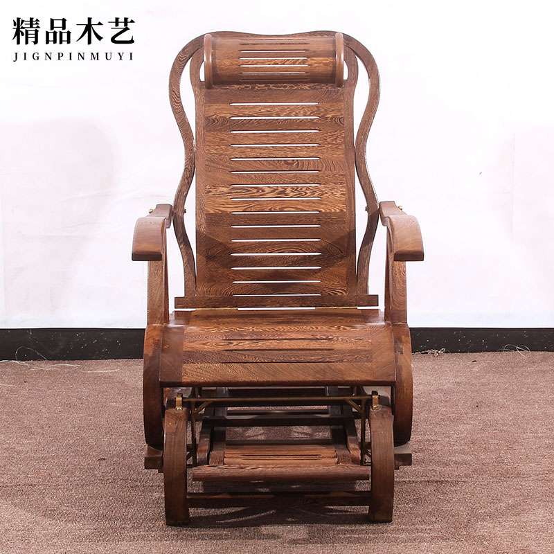 鸡翅木摇椅红木实木躺椅成人阳台午休懒人老人午睡椅逍遥椅摇摇椅
