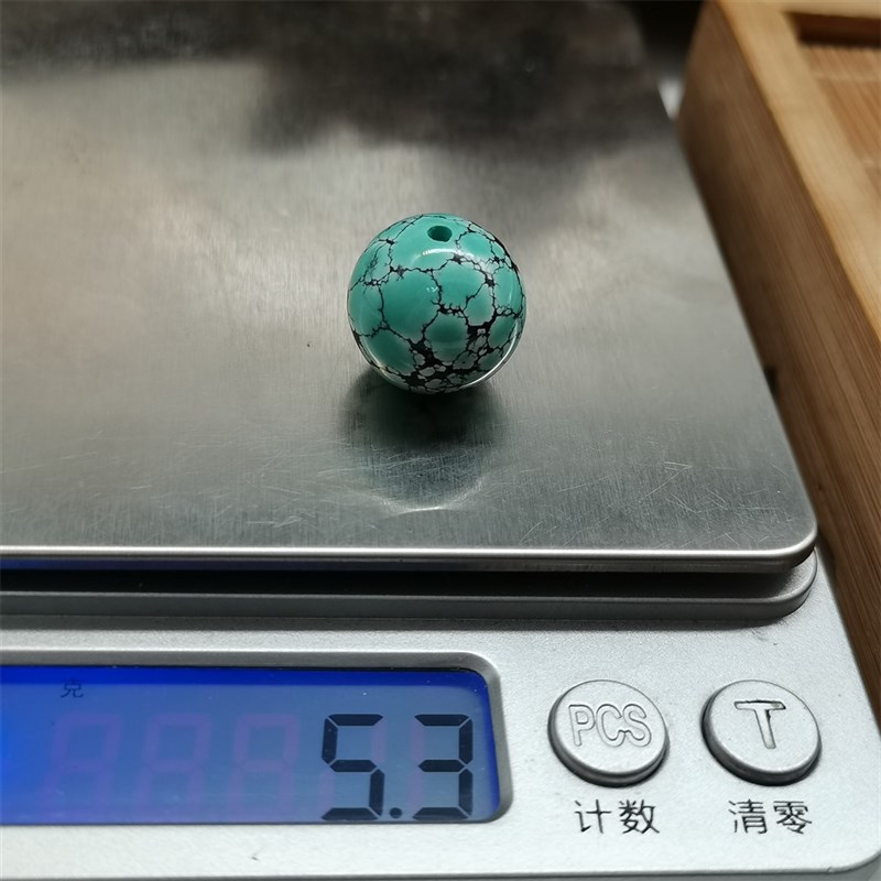 一物一图天然原矿湖北绿松石正圆珠十堰松石顶珠腰珠配饰C组