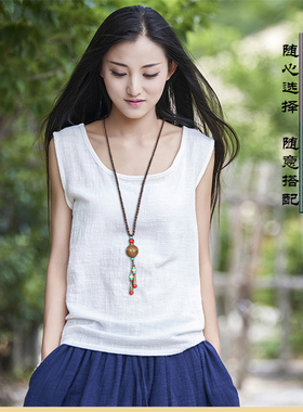 民族风毛衣链复古挂件棉麻衣服挂饰女长款夏天项链吊坠文艺风百搭