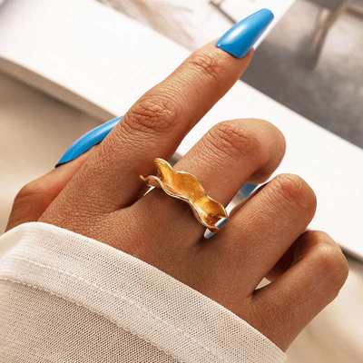 速发Personality Simple Jewelry Ruffle Single Ring Geometric