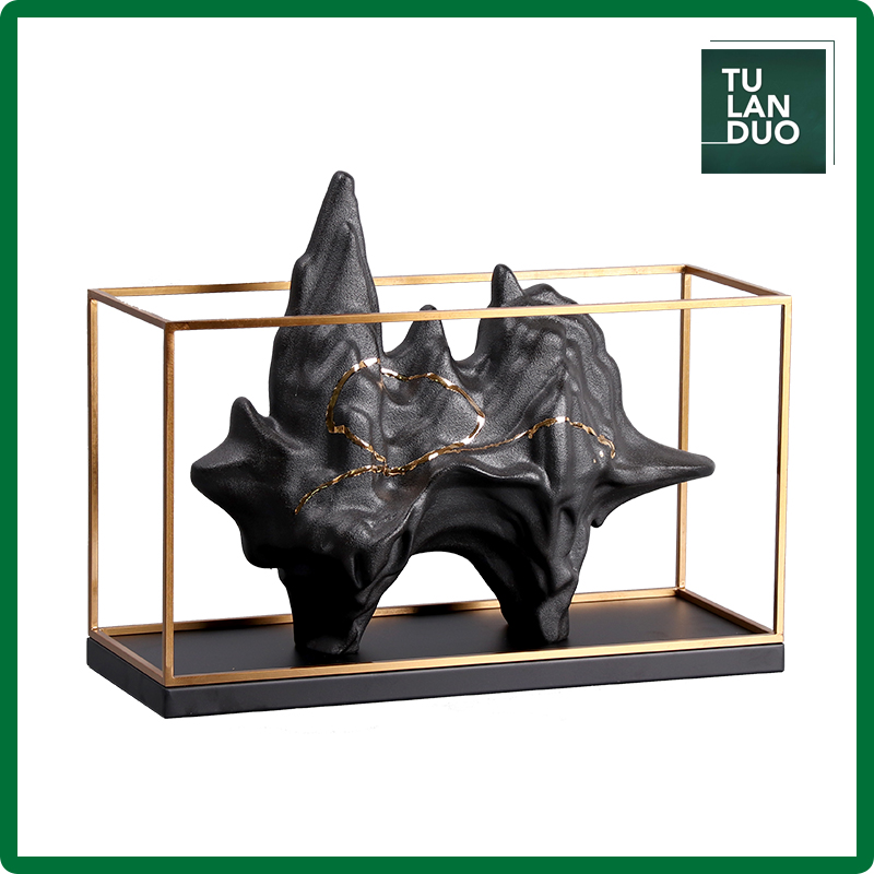 新中式陶瓷假山摆件售楼处酒店博古架软装家居客厅艺术Z太湖石雕