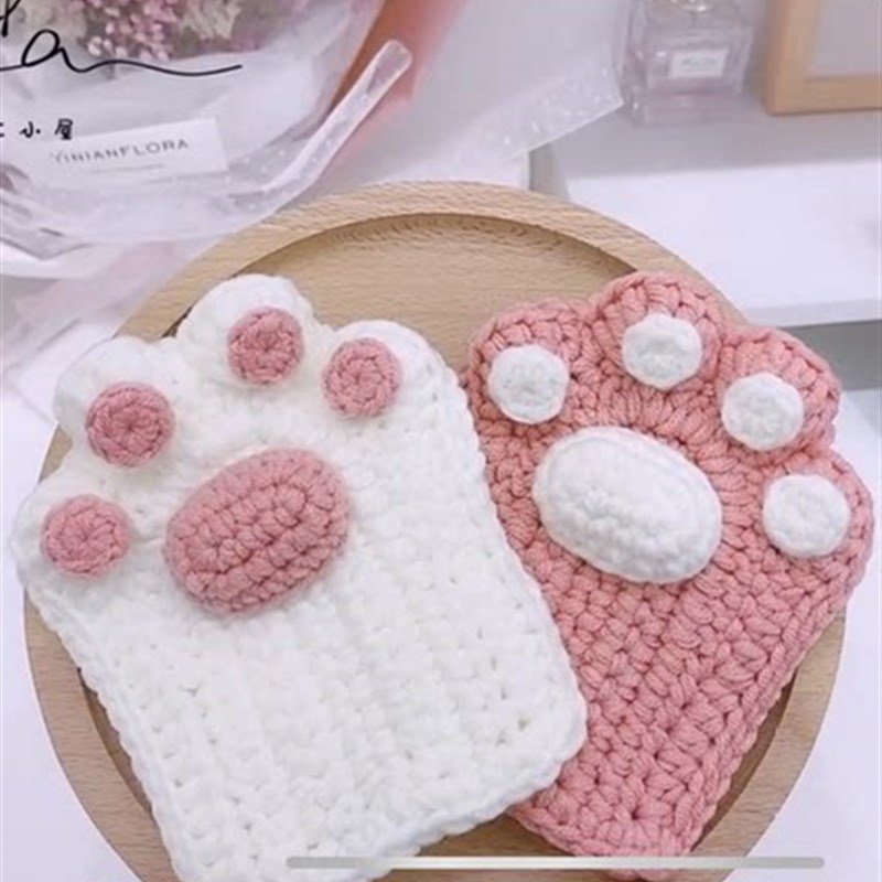 猫爪手套diy手工编织自制作材料包毛线可爱半指秋冬2020新款百搭