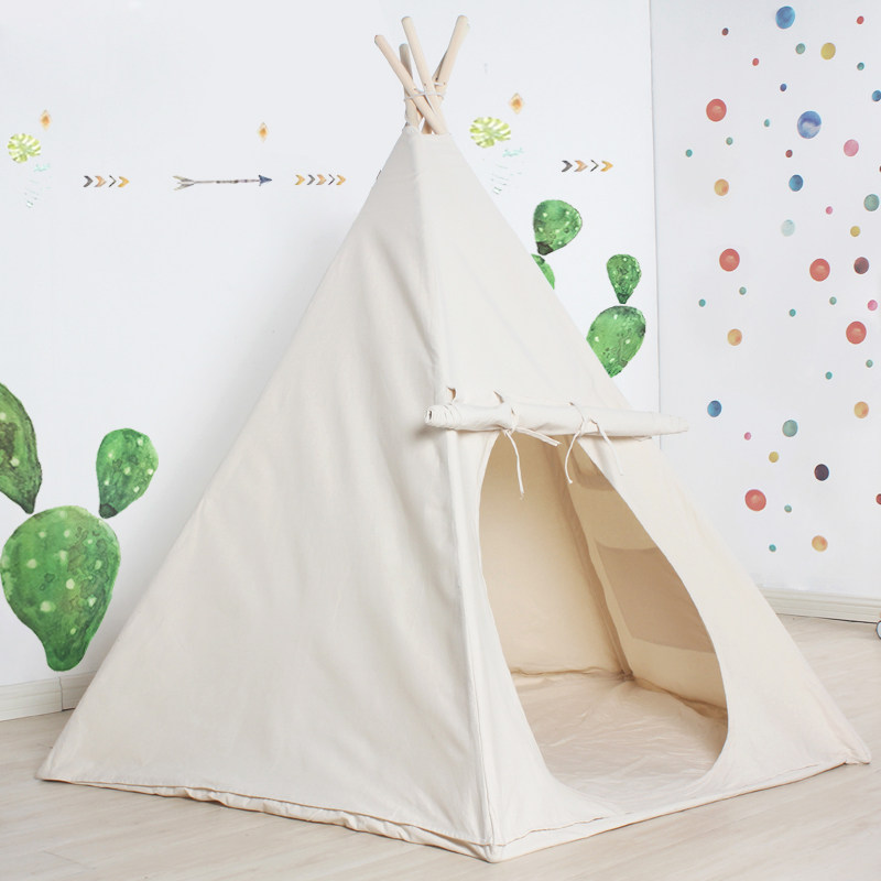 儿童印第安帐篷室内超大游戏屋米色ins风带底稳固原始风成人帐篷