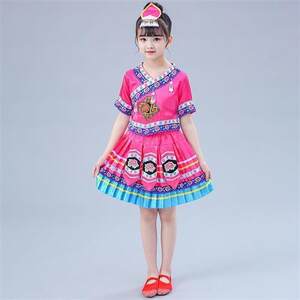 儿童苗族女童演出服装男广西壮族三月三少数民族R彝族黎族瑶族表