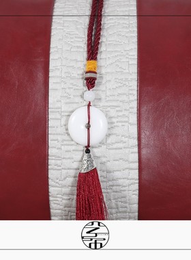 新中式灰色沙发抱枕腰枕s红色流苏吊穗靠枕样板房客厅软装靠包定