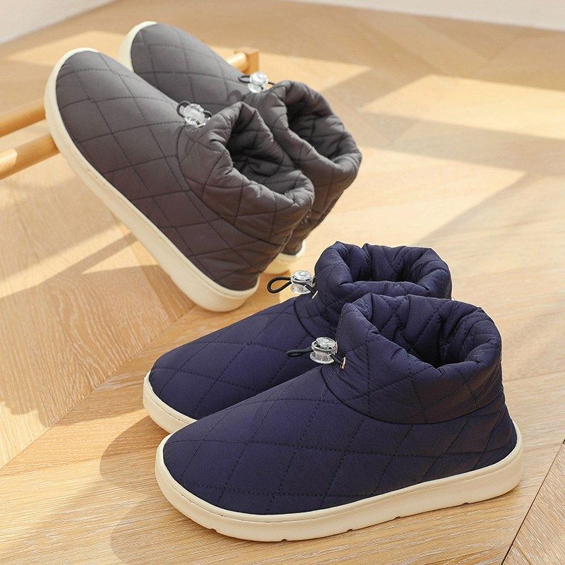 羽绒布包跟棉拖鞋男士秋冬季室内加绒保暖居家用情侣厚底防滑棉鞋