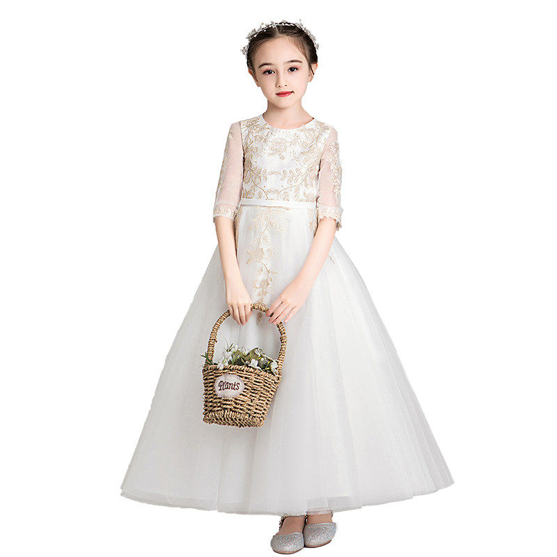 儿童礼服公主裙女童蓬蓬纱长版花童婚纱主持人钢琴演出服表演白色,童装/婴儿装/亲子装,儿童礼服,淘宝优惠券,粉丝福利购,淘宝优惠卷