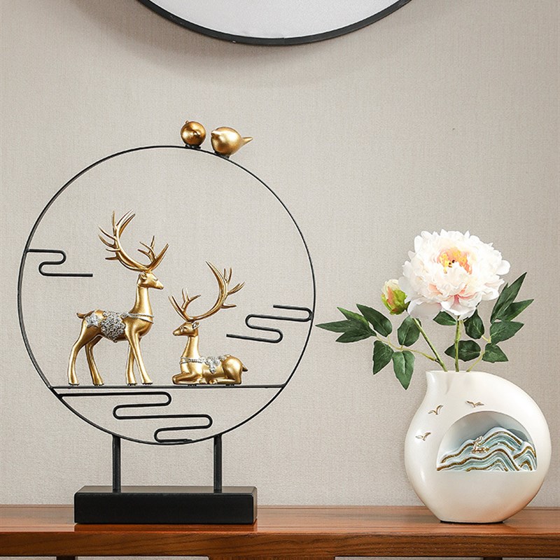 1VPR新中g式茶室摆件客厅玄关电视柜博古架桌面装饰品家假山